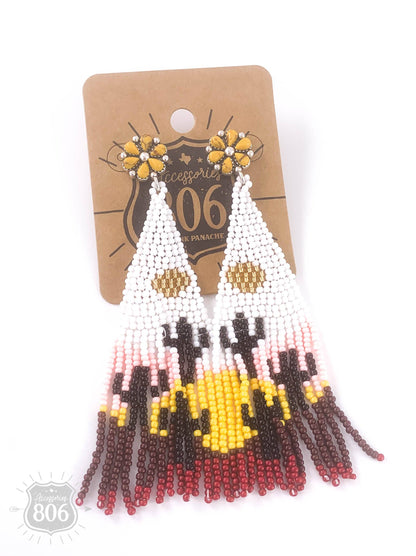 Cactus Sunset Seed Bead Earrings