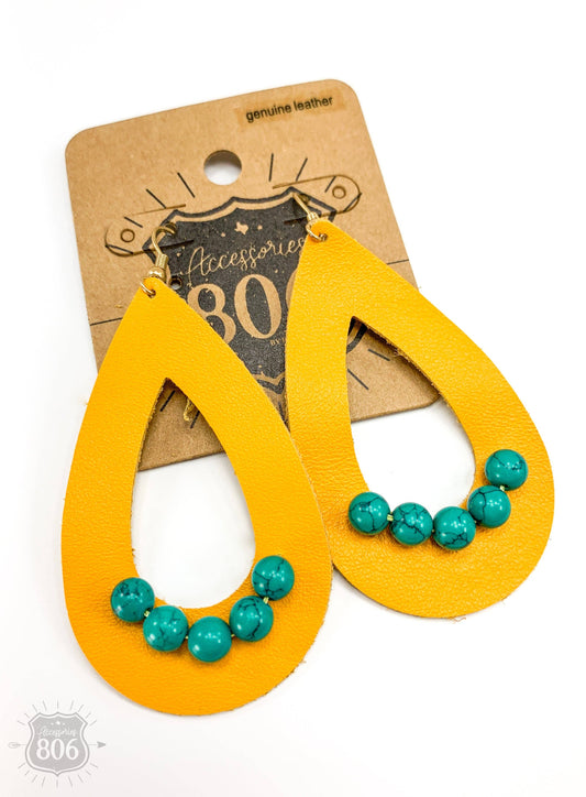 You are my sunshine Leather open teardrop earring