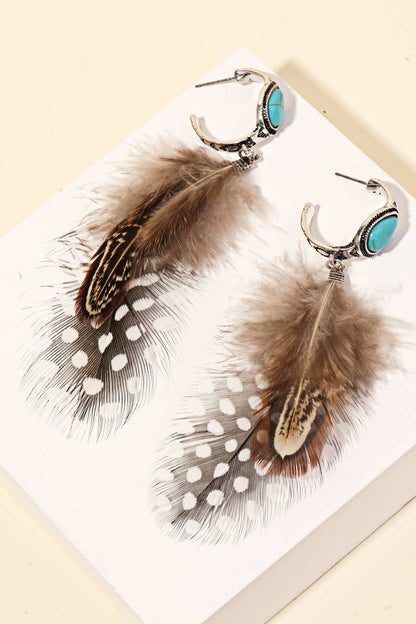 Little Wing Western Hoop Feather Drop Earrings