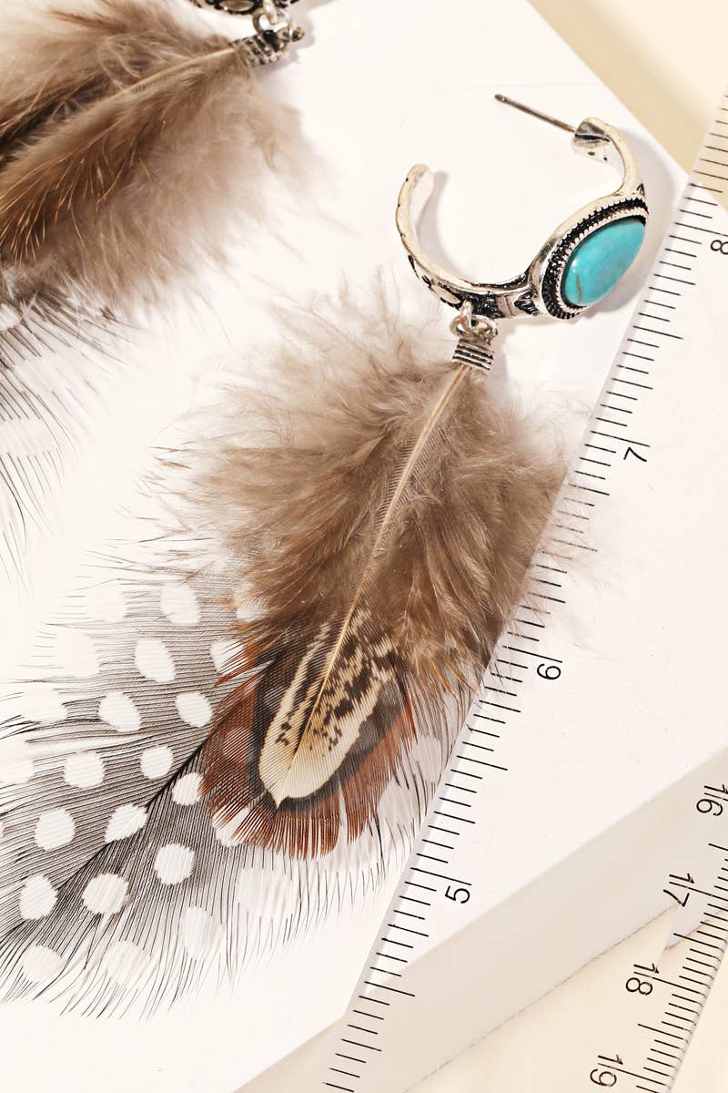 Little Wing Western Hoop Feather Drop Earrings