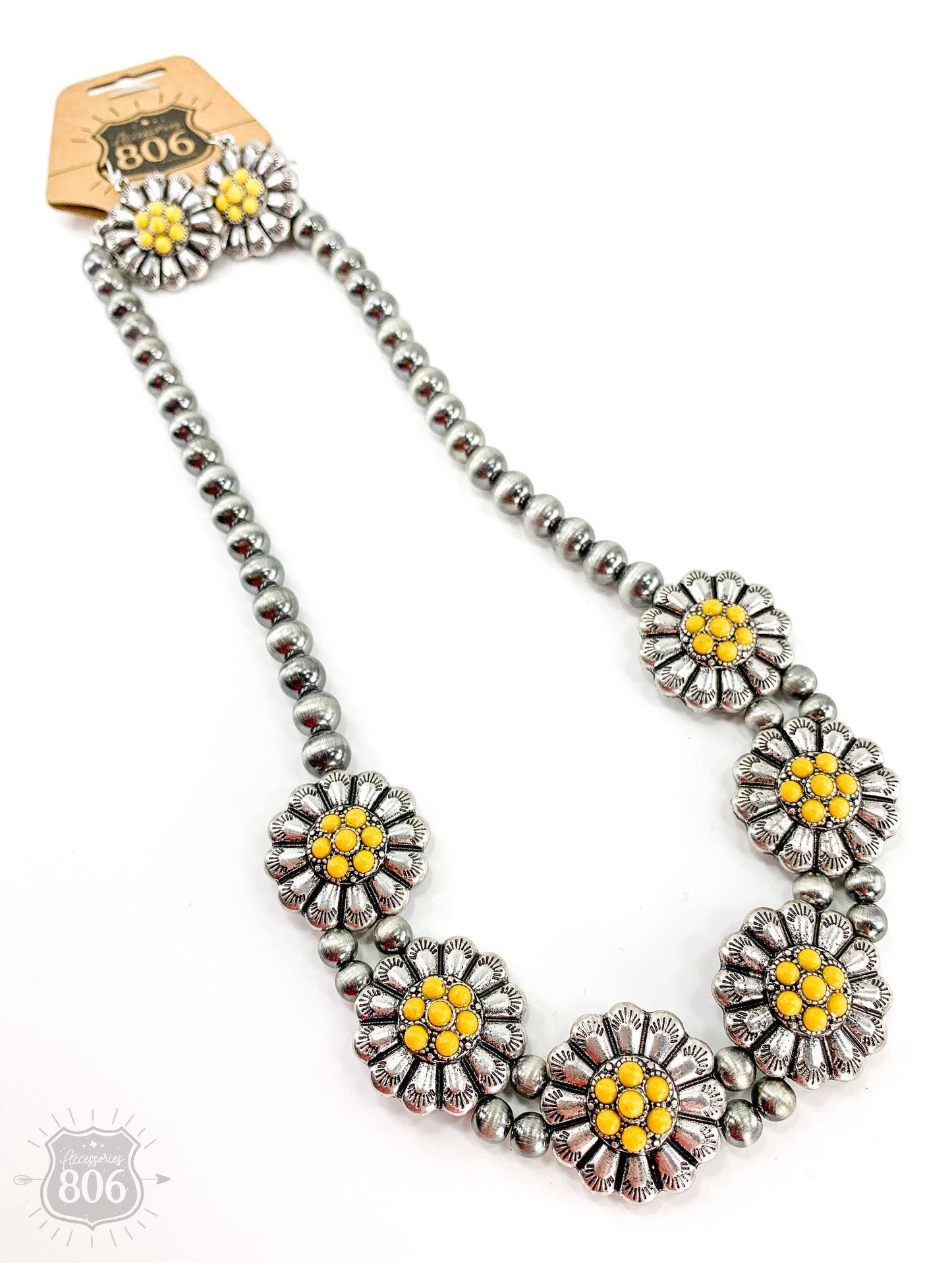 Yellow Daisy Dreams Flower necklace set