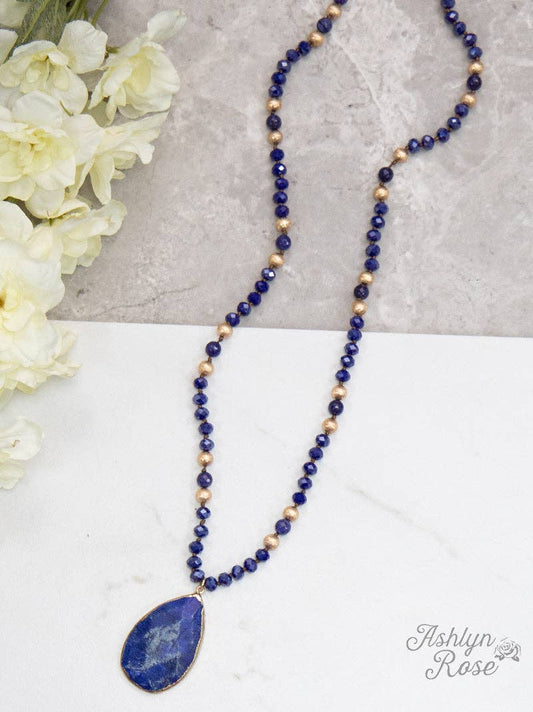 Nature's Beauty Beaded Necklace with Stone Pendant