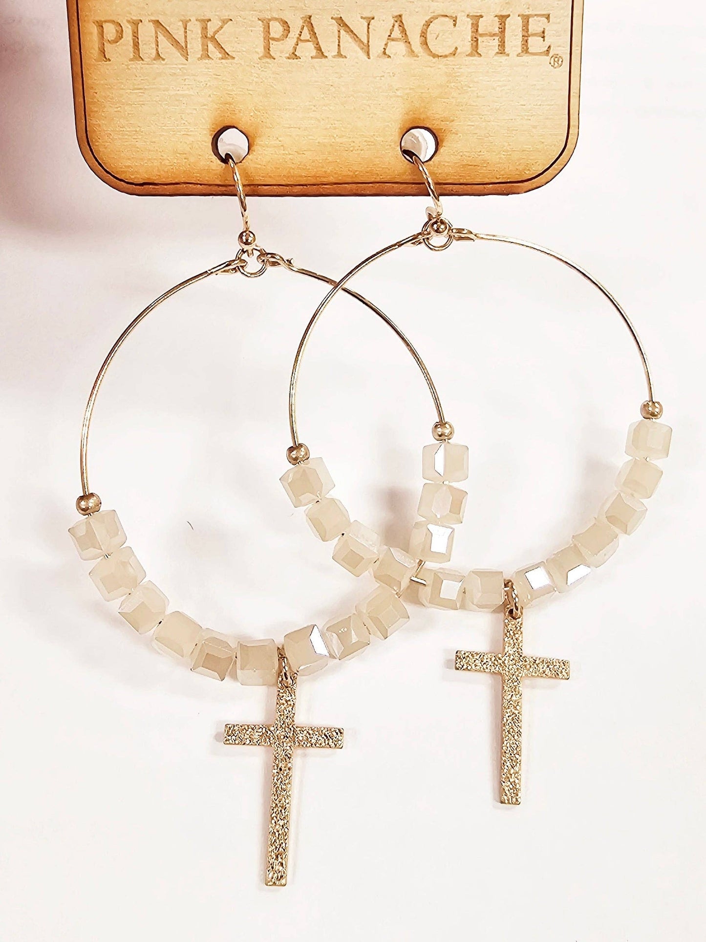 Full Circle Gold Cross Earring